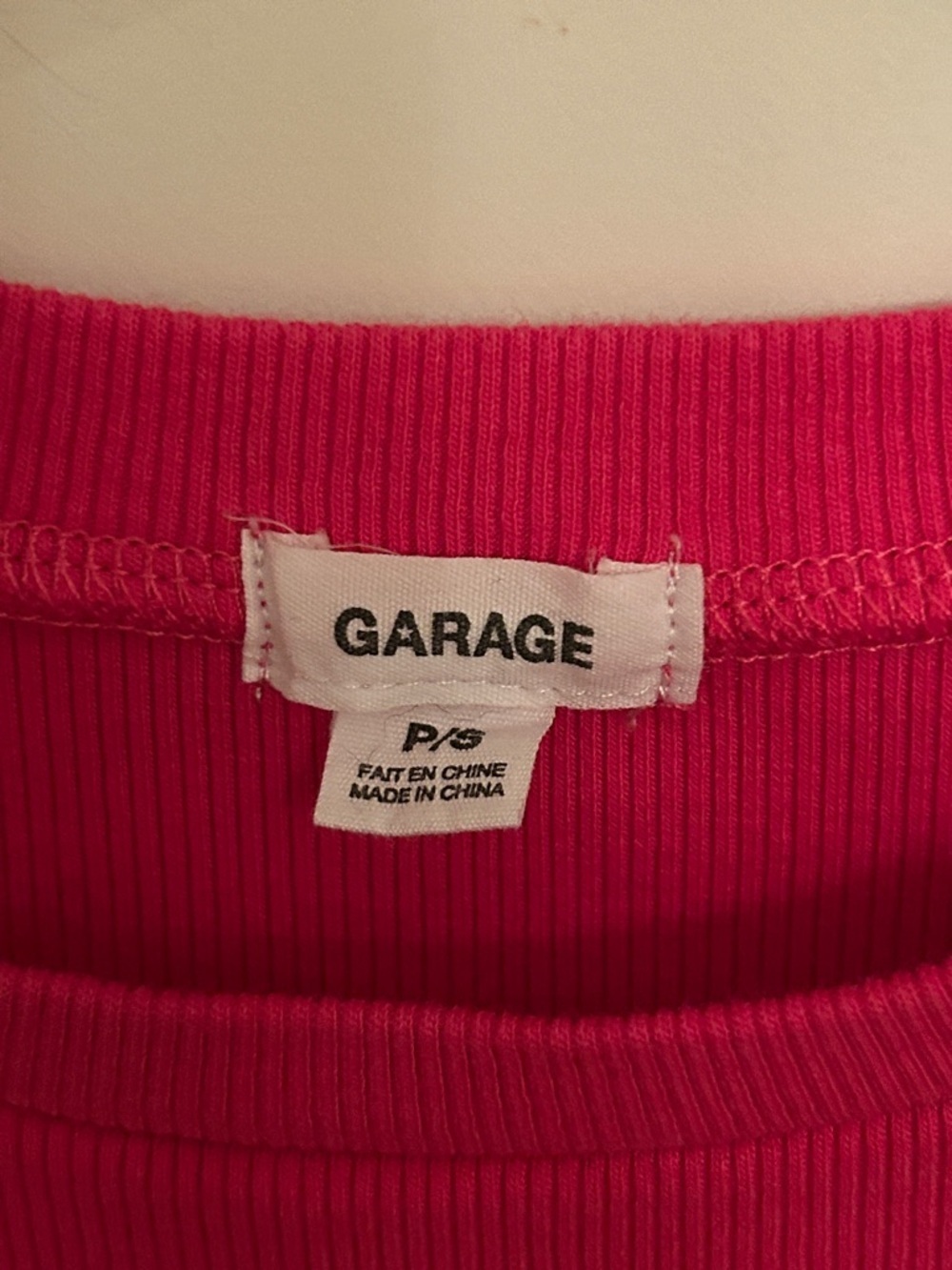 Garage Women's Ribbed Short Sleeve Crop Top - Hot Pink, size S - Picture 2 of 5